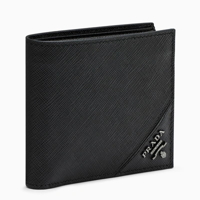 Prada Black Saffiano Leather Wallet With Coin Holder