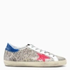 GOLDEN GOOSE WHITE/BROWN/BLUE/PINK SUPER-STAR SNEAKERS