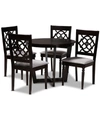 Baxton Studio Leda Modern And Contemporary Fabric Upholstered 5 Piece Dining Set In Gray
