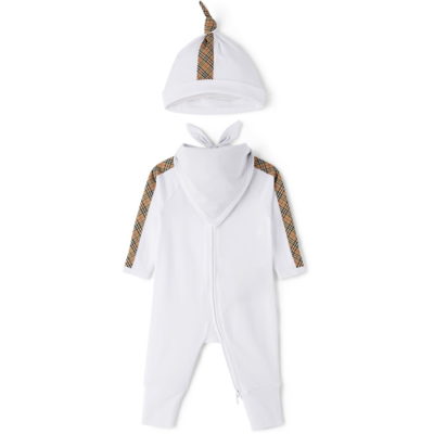 Burberry Kids' Baby White Mini Check Claude Bodysuit Set