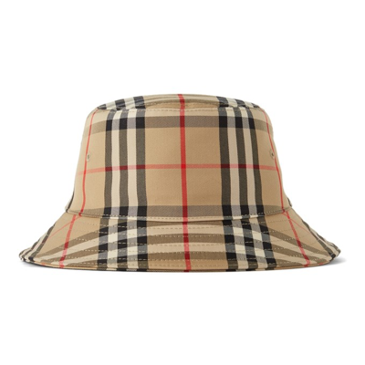 Burberry Baby Beige Vintage Check Bucket Hat In Archive Beige