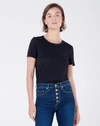 Veronica Beard Tazi Ruched Side Cotton T-shirt In Black