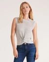 Veronica Beard Kellen Twist-front Sweater In Grey Melange