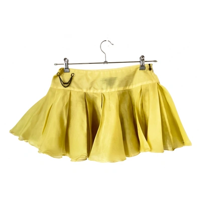 Pre-owned Just Cavalli Silk Mini Skirt In Yellow