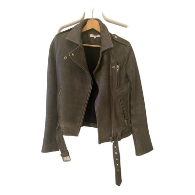 Pre-owned Iro Leather Biker Jacket In Grey