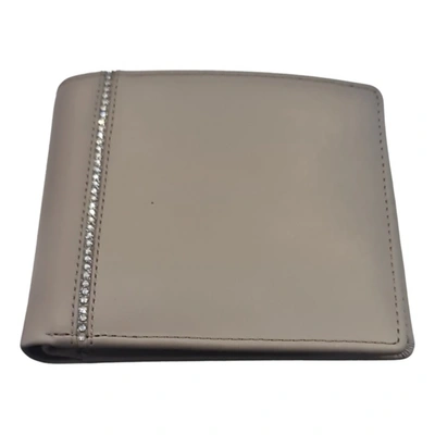 Pre-owned Swarovski Leather Wallet In Beige