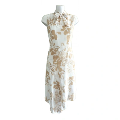Pre-owned Max & Moi Silk Mid-length Dress In Beige
