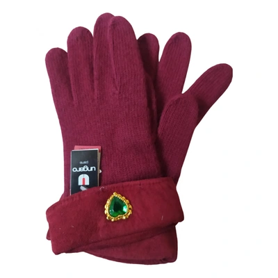 Pre-owned Emanuel Ungaro Wool Gloves In Burgundy