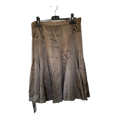 Pre-owned Just In Case Silk Mid-length Skirt In Beige