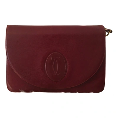 Pre-owned Cartier Cabochon Leather Crossbody Bag In Burgundy
