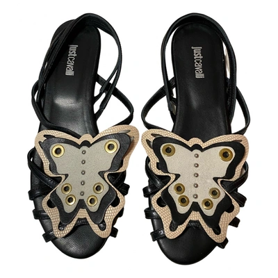 Pre-owned Just Cavalli Leather Sandal In Black