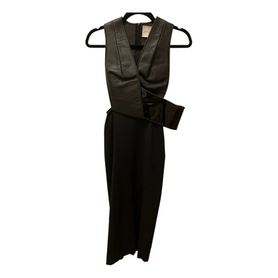 Pre-owned Dion Lee Leather Mid-length Dress In Black