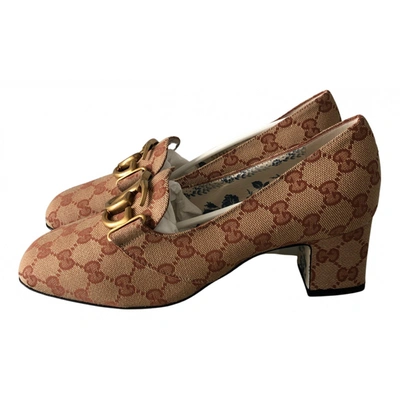 Pre-owned Gucci Marmont Cloth Heels In Brown