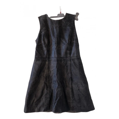 Pre-owned Muubaa Leather Mini Dress In Black