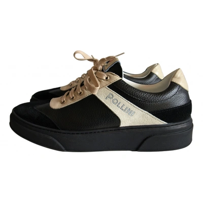 Pre-owned Pollini Leather Low Trainers In Black