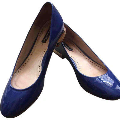 Pre-owned Massimo Dutti Patent Leather Ballet Flats In Blue