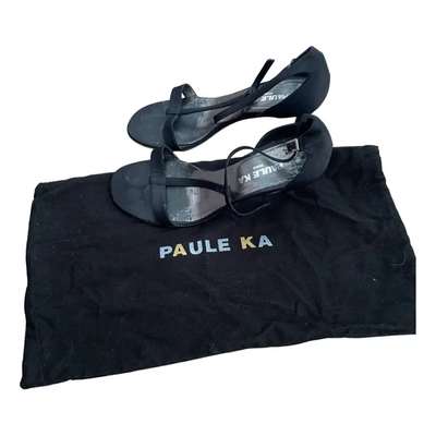 Pre-owned Paule Ka Cloth Sandals In Black