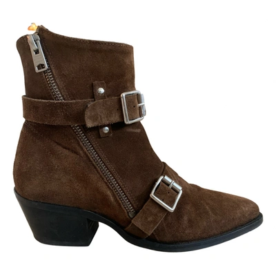 Pre-owned Allsaints Buckled Boots In Brown