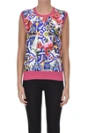 DOLCE & GABBANA PRINTED SILK AND CASHMERE TOP