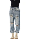 R13 R13 CROSSOVER DISTRESSED JEANS