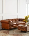Massoud Davidson 94" Three-cushion Chesterfield Sofa In Carbon