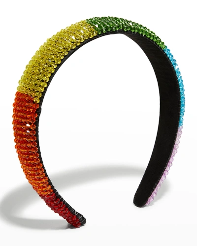 Bari Lynn Girl's Rainbow Beaded Padded Headband In Multi