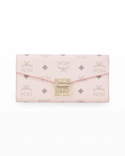 Mcm Patricia Visetos Two-fold Wallet-on-chain In Pink