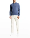 Theory Men's Regal Wool Long-sleeve Polo Shirt In Bering