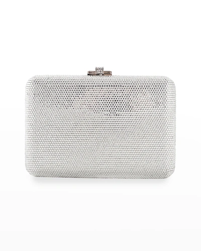 Judith Leiber Slim Slide Crystal-embellished Silver-tone Clutch In Silver Rhine