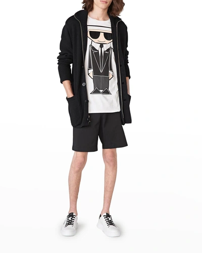Karl Lagerfeld Men's Patch-pocket Cardigan Sweater In Black