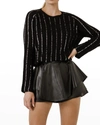 Endless Rose Sequin-stripe Sweater In Beige