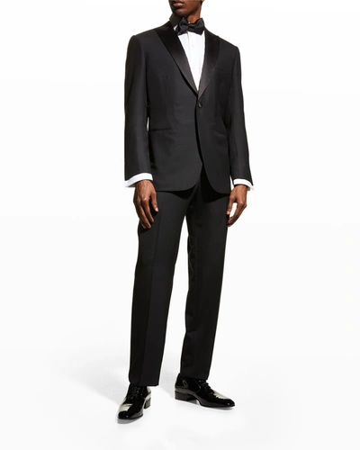 Brioni Virgilio Silk-trimmed Wool Tuxedo Jacket In Black