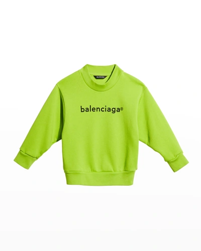 Balenciaga Kids' Copyright Logo Graphic Fleece Sweatshirt In Green