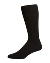 Marcoliani Men's Ribbed Cashmere Dress Socks In 007 Black