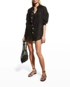 Vitamin A Playa Button-front Coverup Shirtdress In Ecolinen Gauze De