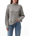 Michael Stars Turtleneck Cable-knit Sweater In Bkcm