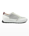 Bruno Magli Men's Holden Mix-media Trainer Sneakers In White/light Grey