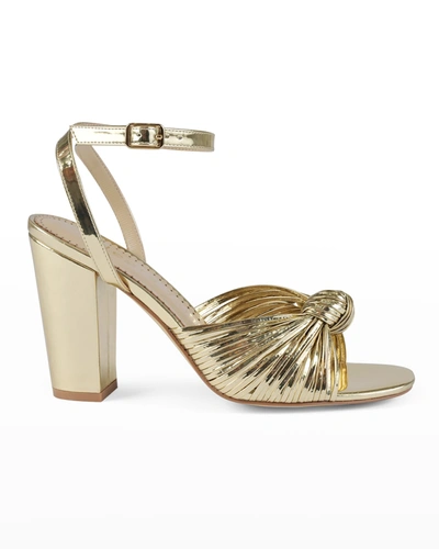 Allegra James Crystal Cushioned Faux-leather Knot Pumps In Gold