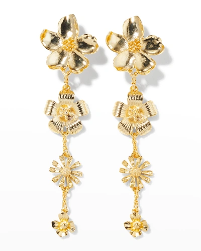 Carolina Herrera Floral Chain Drop Earrings In Gold