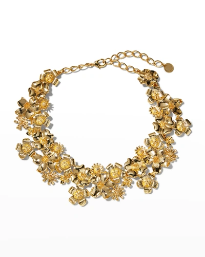 Carolina Herrera Floral Chain Choker Necklace In Gold