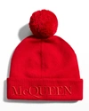 ALEXANDER MCQUEEN CASHMERE-WOOL BEANIE WITH POMPOM