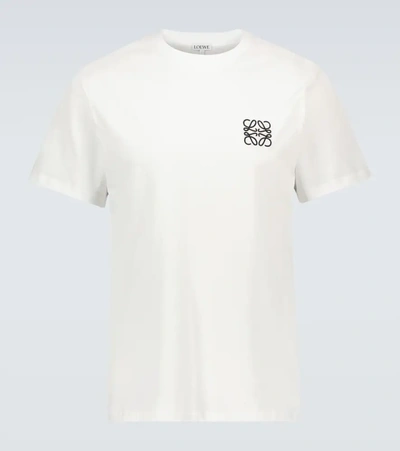 Loewe Slim-fit Logo-embroidered Cotton-jersey T-shirt In White