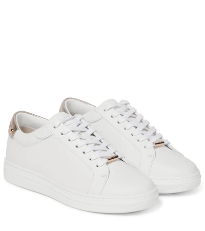 Jimmy Choo Rome/f Leather Trainers In V White/champagne