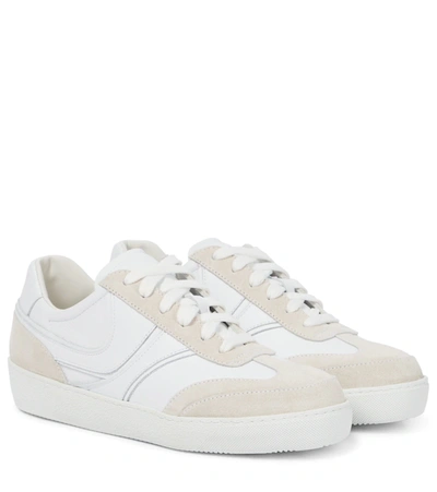 Dries Van Noten Suede-trimmed Leather Trainers In White/white