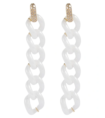 Shay Jewelry Pave Curl 18kt Gold Earrings With Diamonds In Yellow Gold/white Ceramic