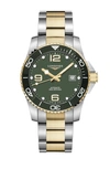 Longines Men's Swiss Automatic Hydroconquest Two-tone Stainless Steel Bracelet Watch 41mm In Green/stainless