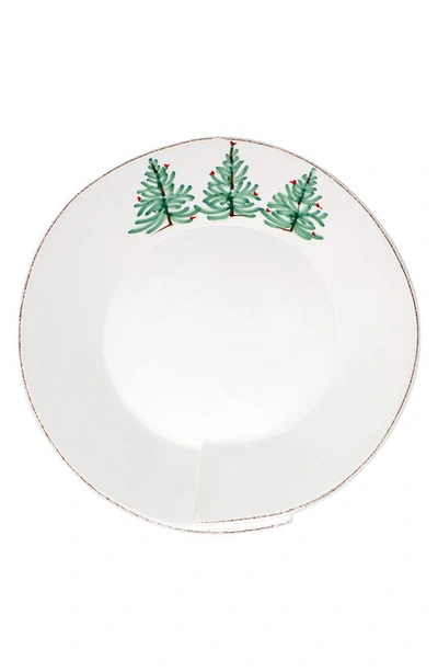 Vietri Lastra Holiday Medium Shallow Serving Bowl In White