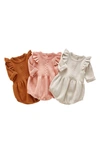 Ashmi And Co Lizzie Ruffle Sleeve Knit Cotton Bodysuit In Pink