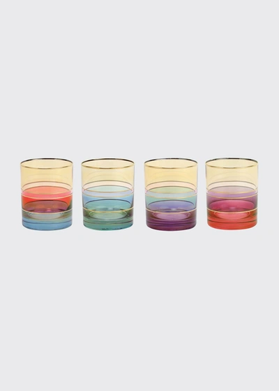 Vietri Regalia Assorted Double Old-fashioned Glasses, Set Of 4 In Multi