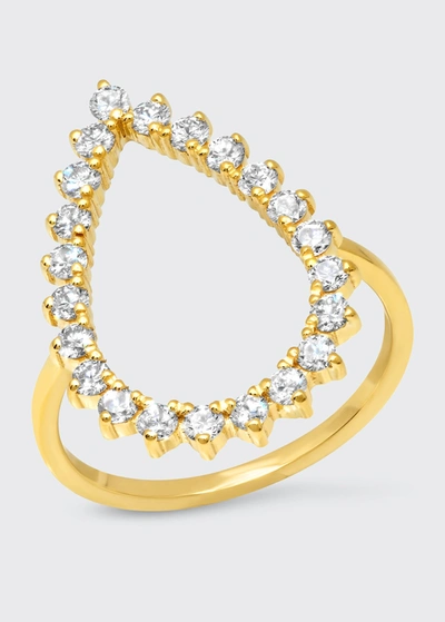 Jennifer Meyer Open Teardrop 18-karat Gold Diamond Ring In Yg